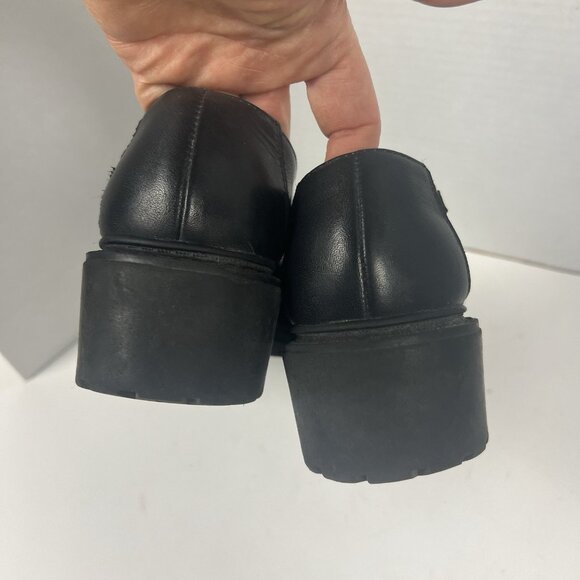 ESprit 7.5 Black Lace Up Oxford Chunky Shoes 90s Y2K Leather School Girl CLAY - Picture 7 of 10